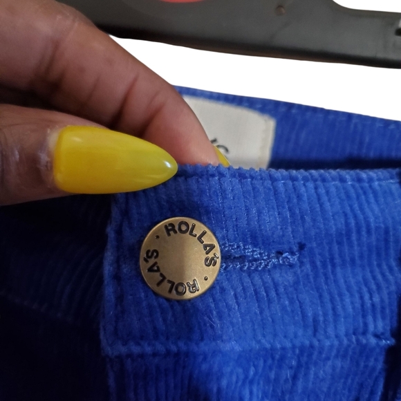 Rolla's Electric Blue Corduroy Straight High Rise Jeans / Pants Size 24 - Picture 5 of 11